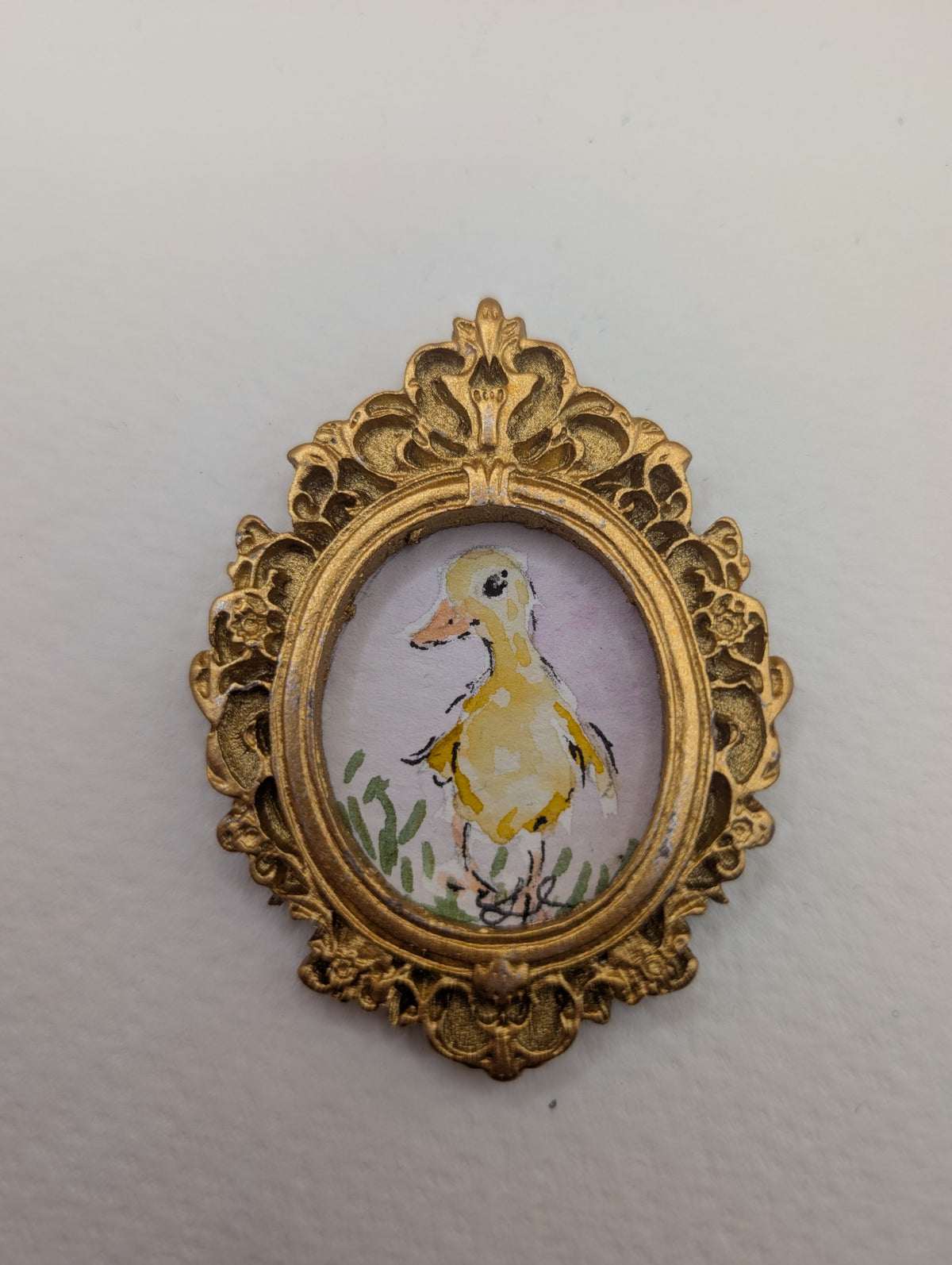 Mini Baby Duck Painting - Original Watercolor Art by Lora Cavallin