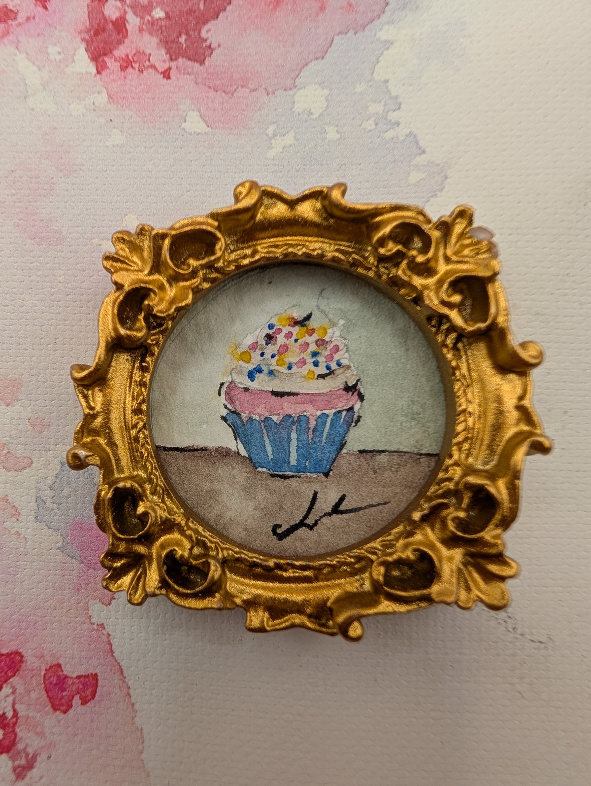 Mini Cupcake Painting - Original Watercolor Art by Lora Cavallin