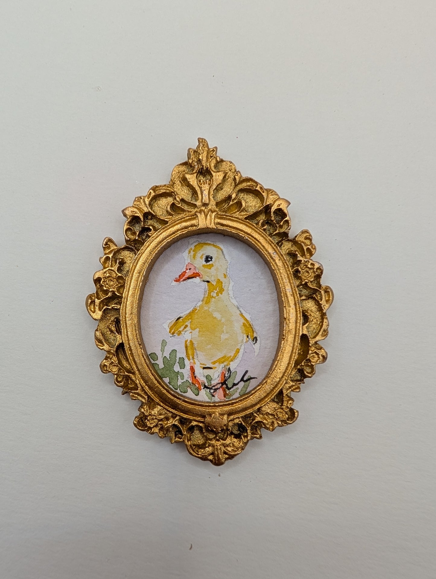 Mini Baby Duck Painting - Original Watercolor Art by Lora Cavallin