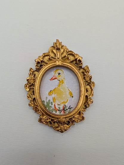 Mini Baby Duck Painting - Original Watercolor Art by Lora Cavallin