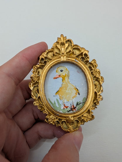 Mini Baby Duck Painting - Original Watercolor Art by Lora Cavallin