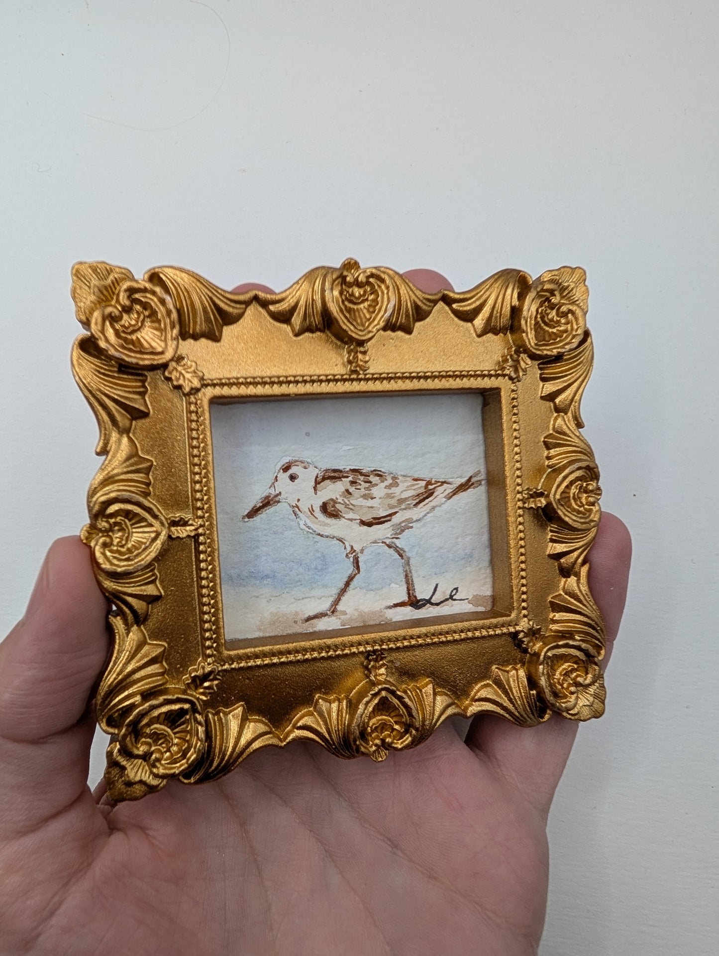 Mini Sandpiper Painting - Original Watercolor Art by Lora Cavallin