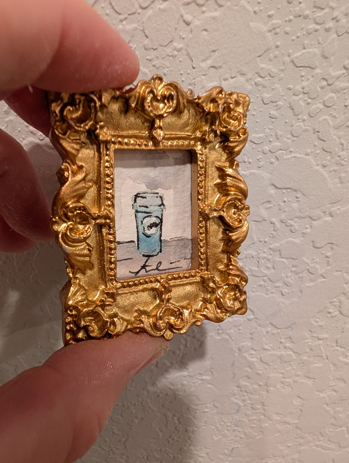 Mini Coffee Painting - Original Watercolor Art by Lora Cavallin