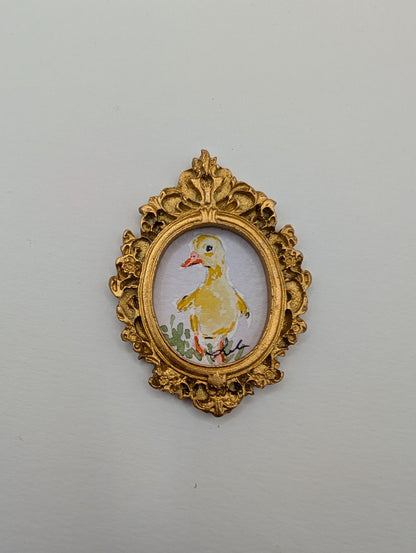 Mini Baby Duck Painting - Original Watercolor Art by Lora Cavallin
