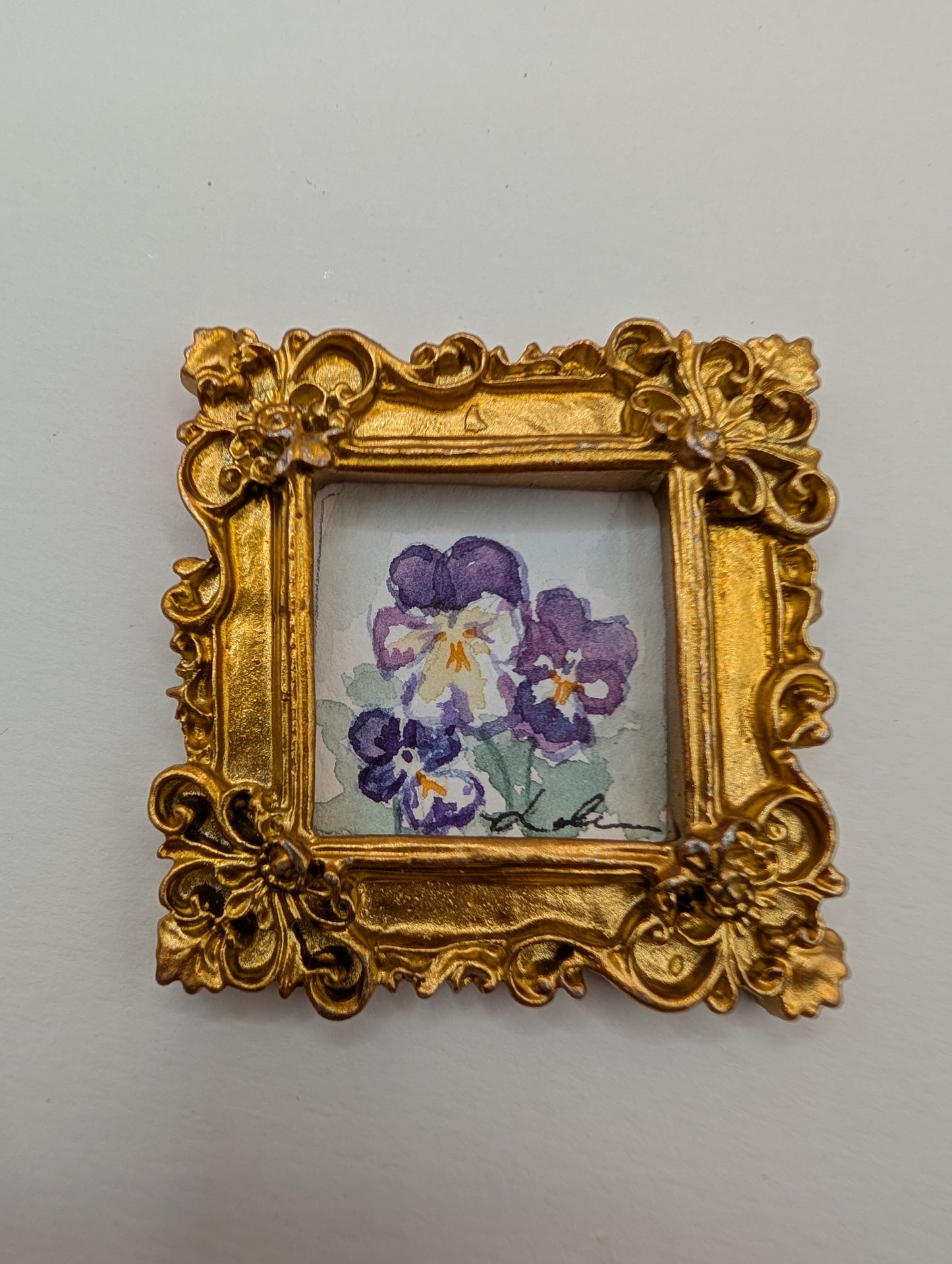Mini Flower Painting - Original Watercolor Art by Lora Cavallin