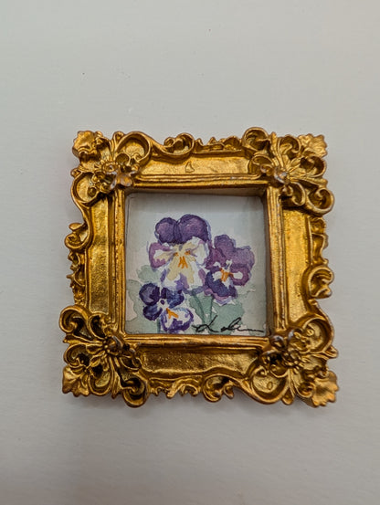 Mini Flower Painting - Original Watercolor Art by Lora Cavallin