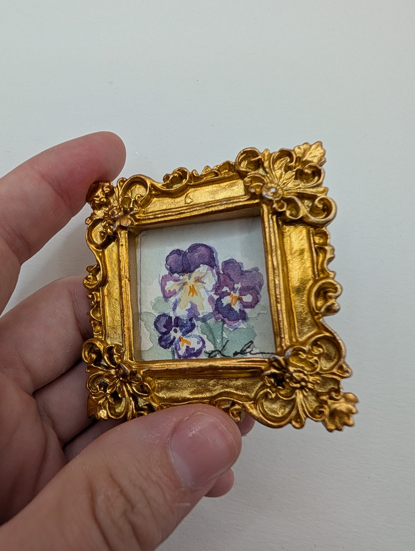 Mini Flower Painting - Original Watercolor Art by Lora Cavallin