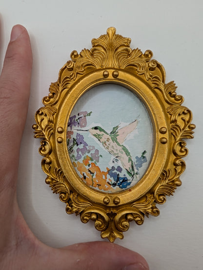 Mini Hummingbird Painting - Original Watercolor Art by Lora Cavallin