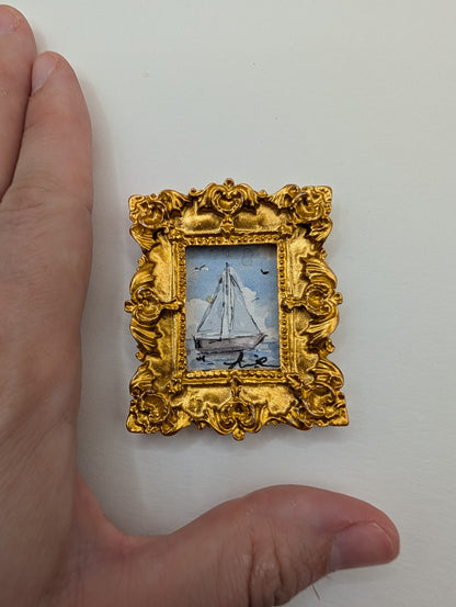 Mini Sailboat Painting - Original Watercolor Art by Lora Cavallin