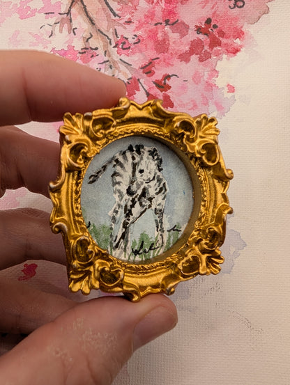 Mini Zebra Painting - Original Watercolor Art by Lora Cavallin