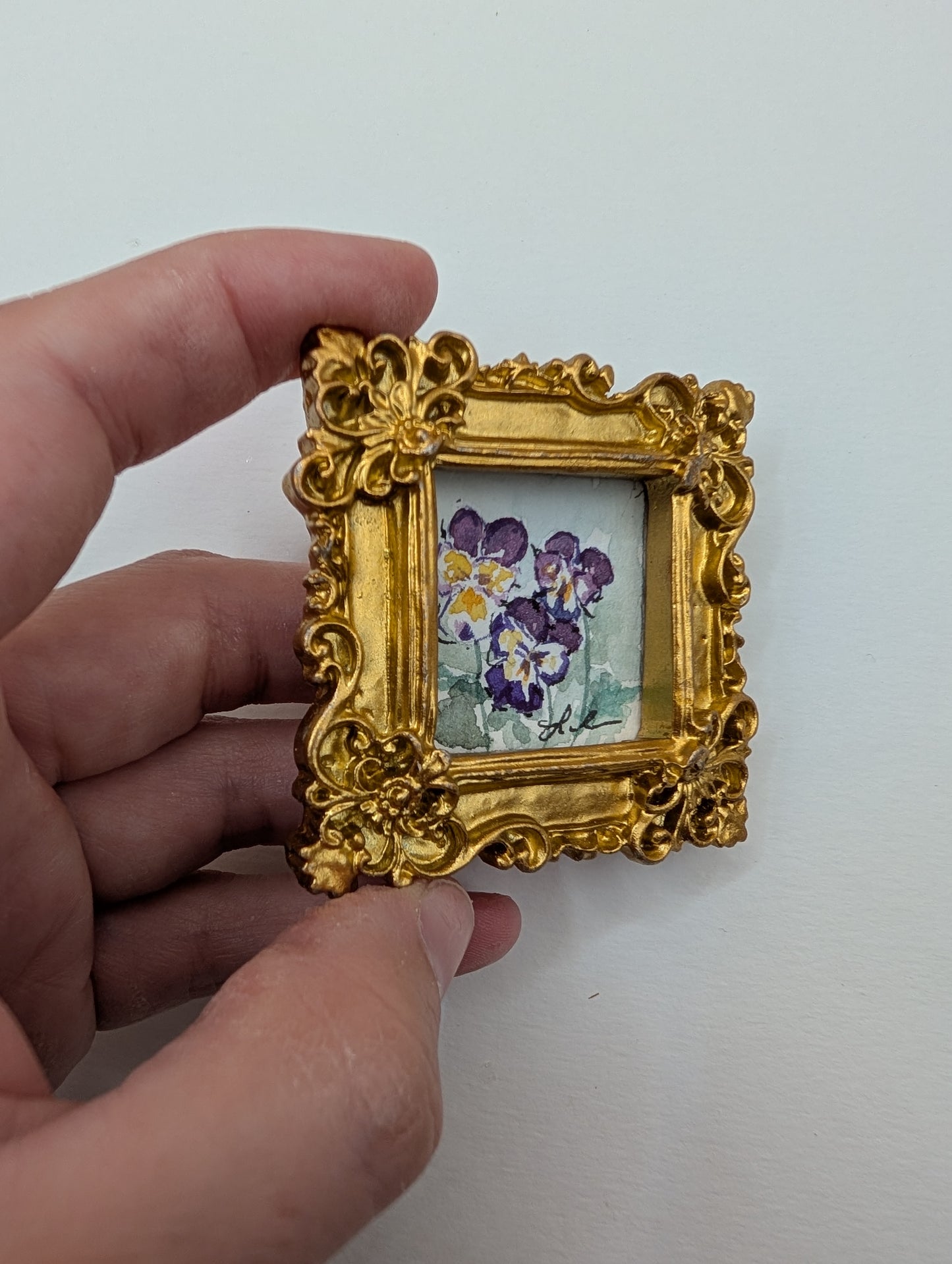 Mini Floral Painting - Original Watercolor Art by Lora Cavallin