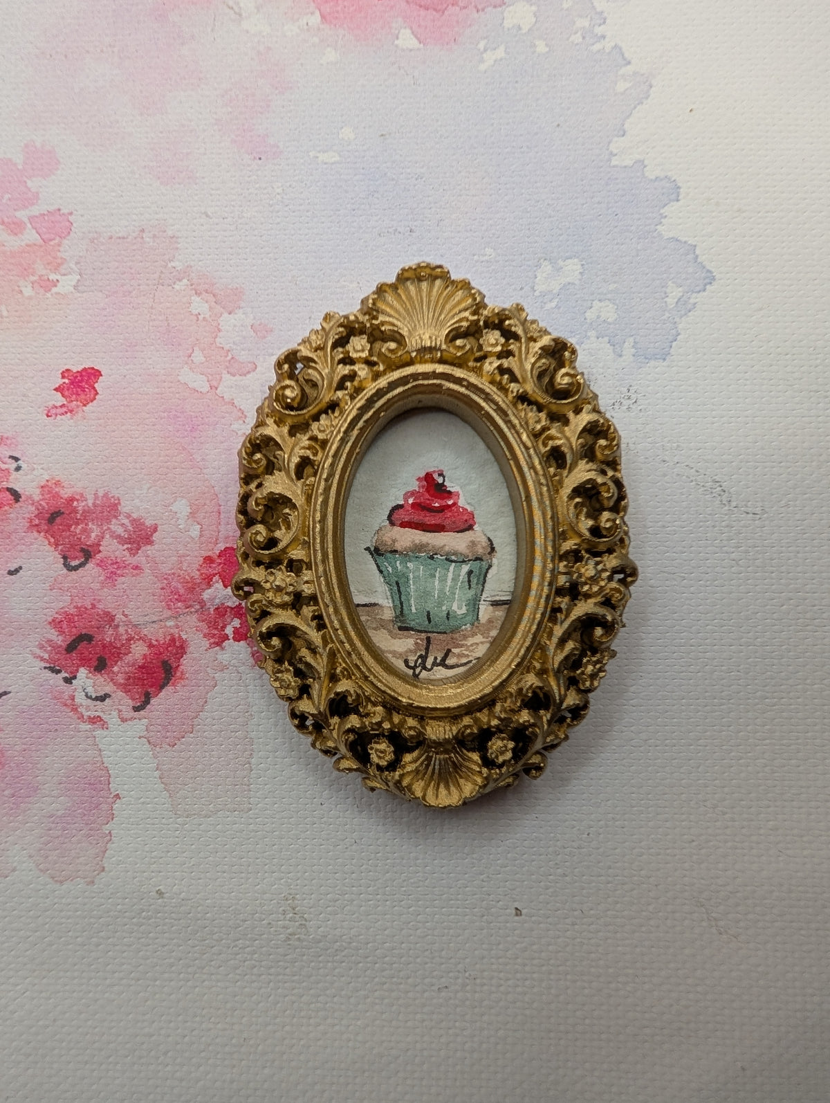 Mini Cupcake Painting - Original Watercolor Art by Lora Cavallin