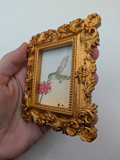 Mini Hummingbird Painting - Original Watercolor Art by Lora Cavallin
