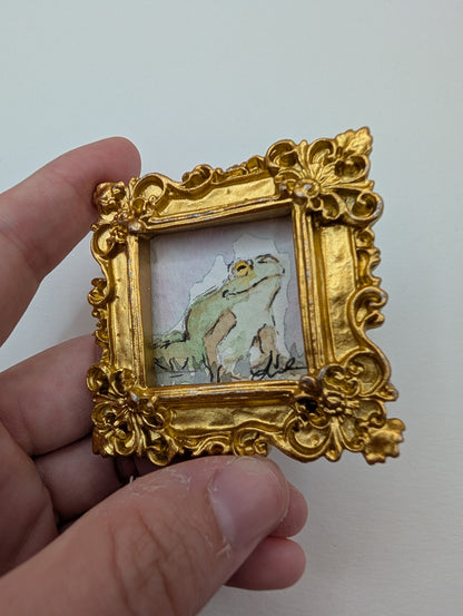 Mini Frog Painting - Original Watercolor Art by Lora Cavallin