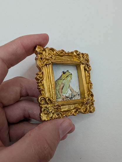 Mini Frog Painting - Original Watercolor Art by Lora Cavallin