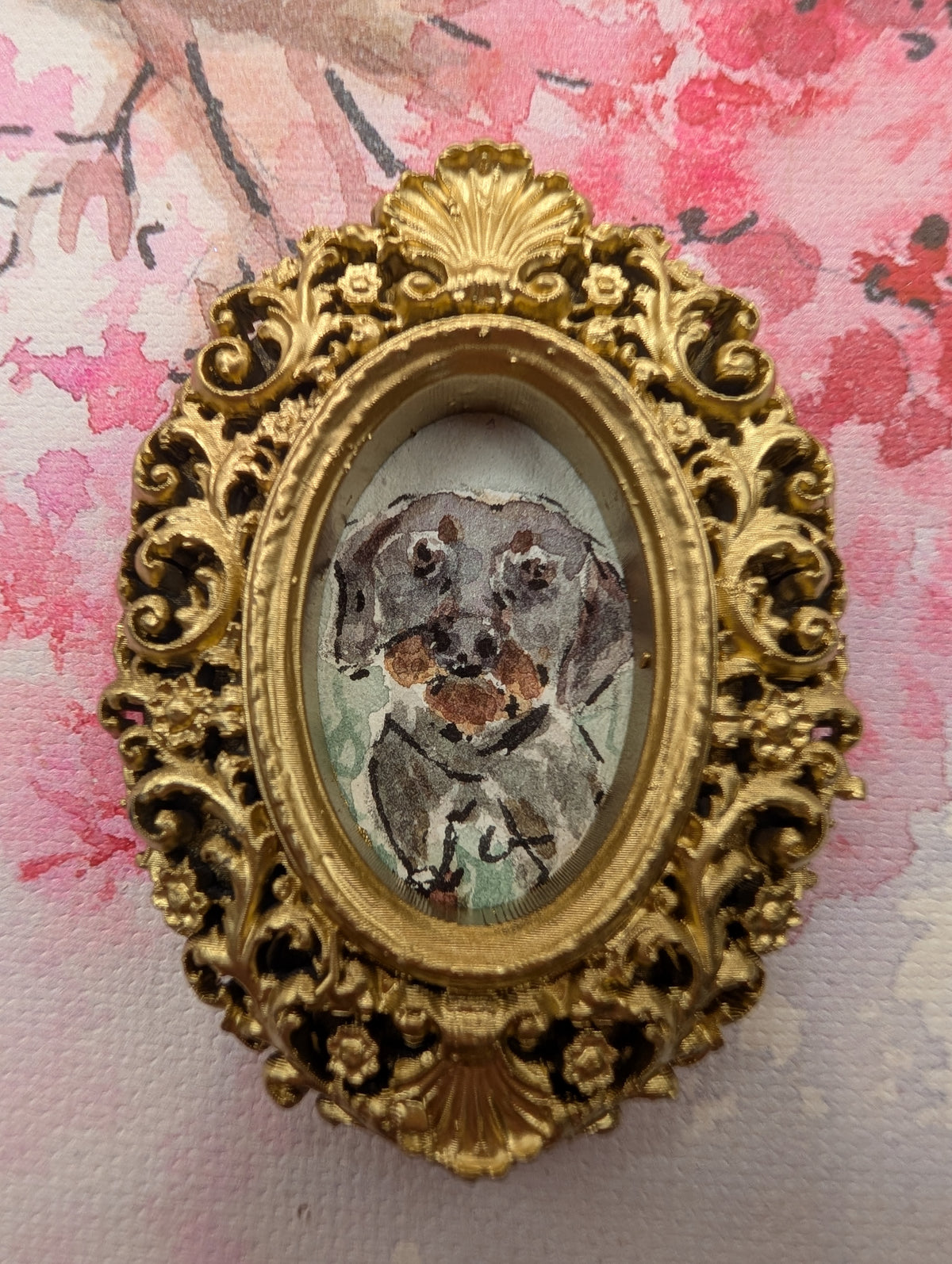 Mini Dachshund Painting - Original Watercolor Art by Lora Cavallin