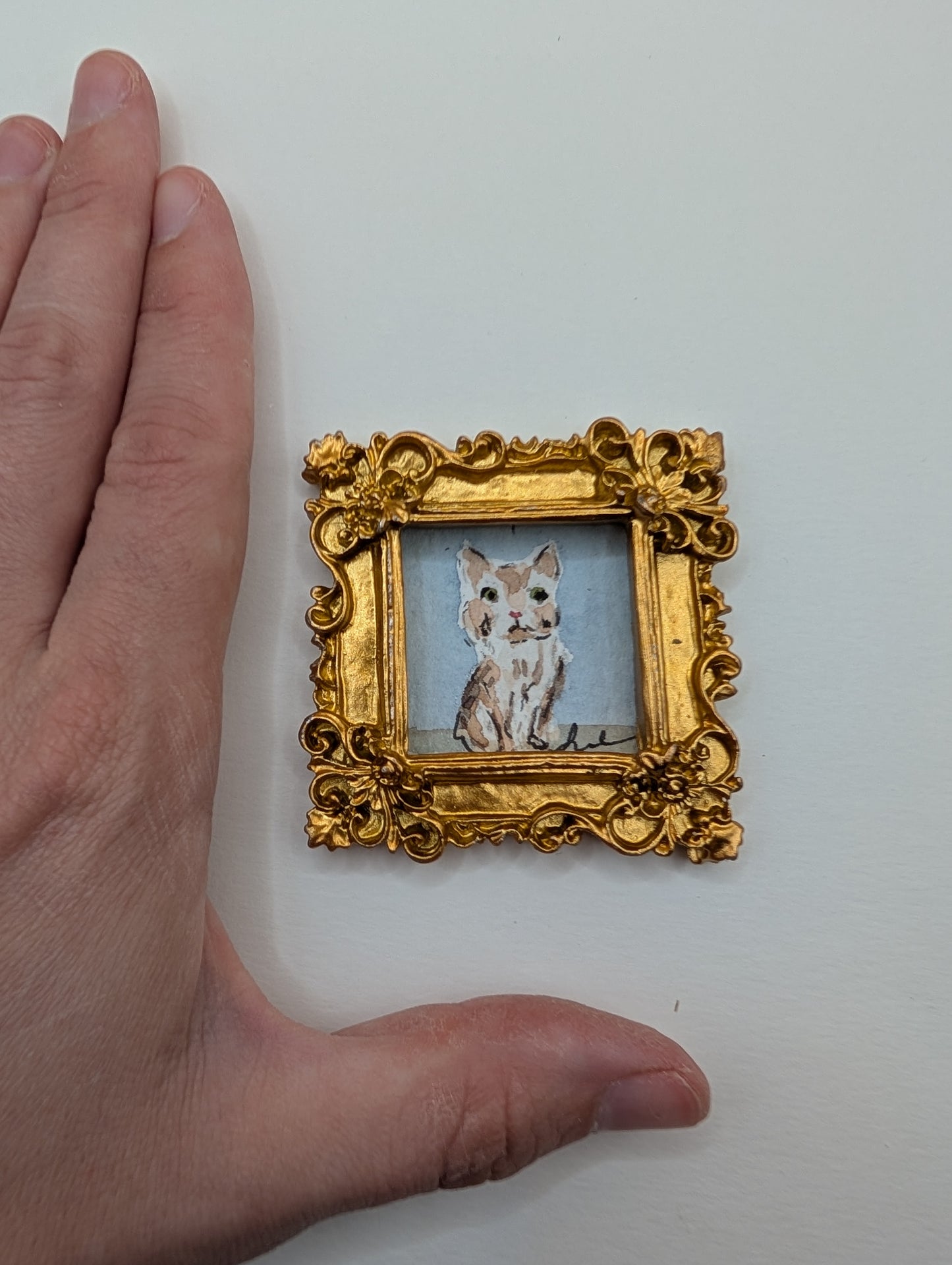 Mini Cat Painting - Original Watercolor Art by Lora Cavallin
