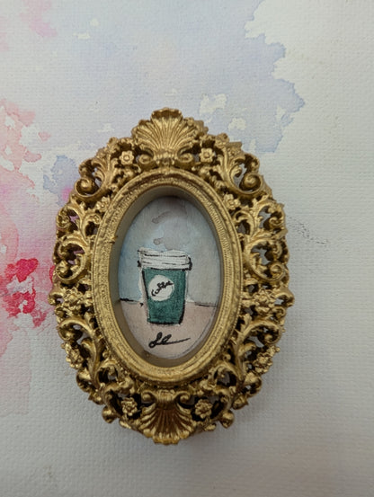 Mini Coffee Painting - Original Watercolor Art by Lora Cavallin