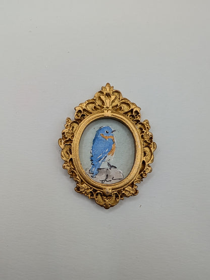 Mini Bluebird Painting - Original Watercolor Art by Lora Cavallin