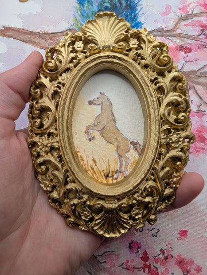Mini Horse Painting - Original Watercolor Art by Lora Cavallin