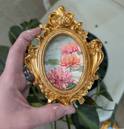 Mini Water Lily Painting - Original Watercolor Art by Lora Cavallin