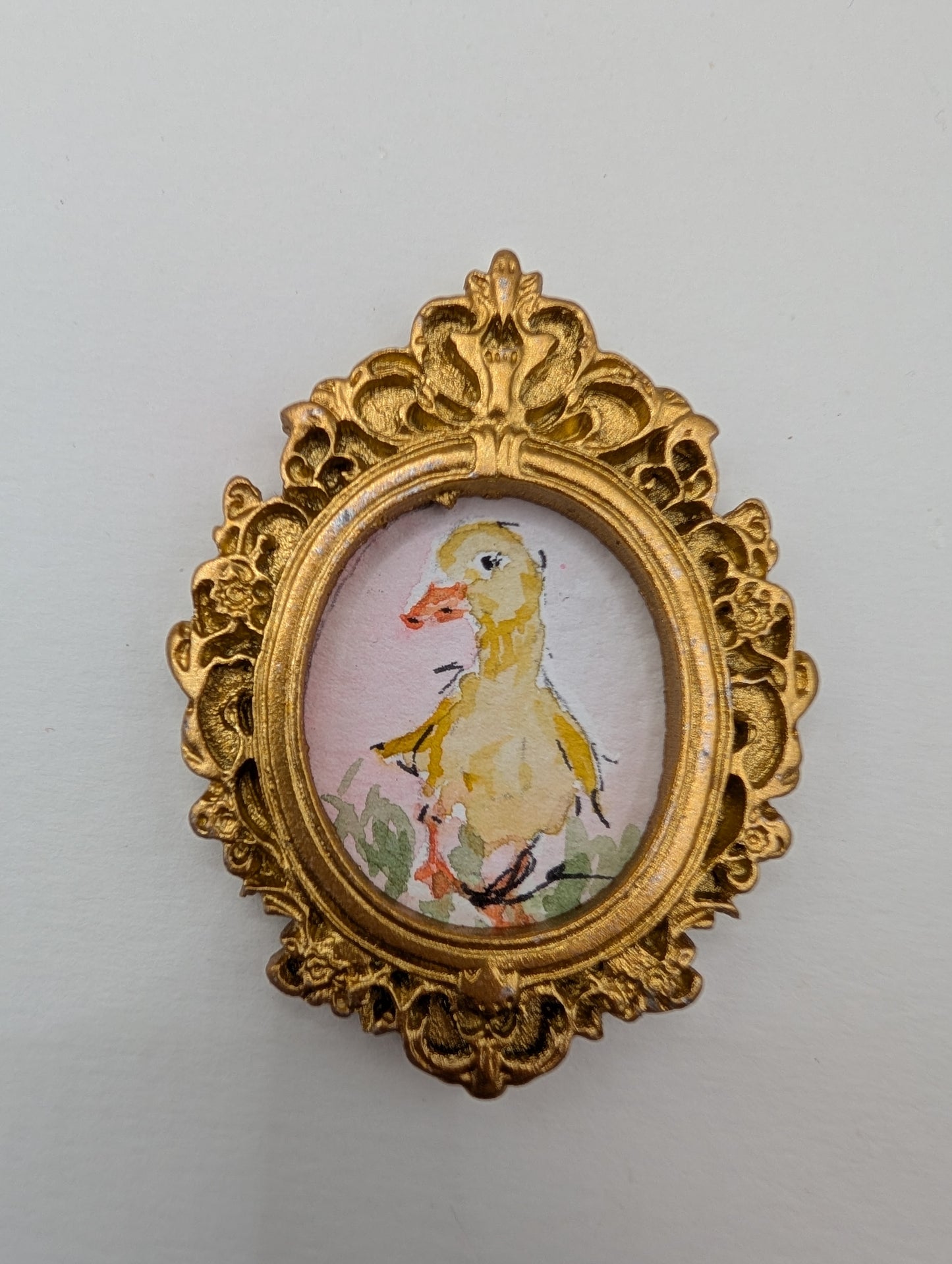 Mini Baby Duck Painting - Original Watercolor Art by Lora Cavallin