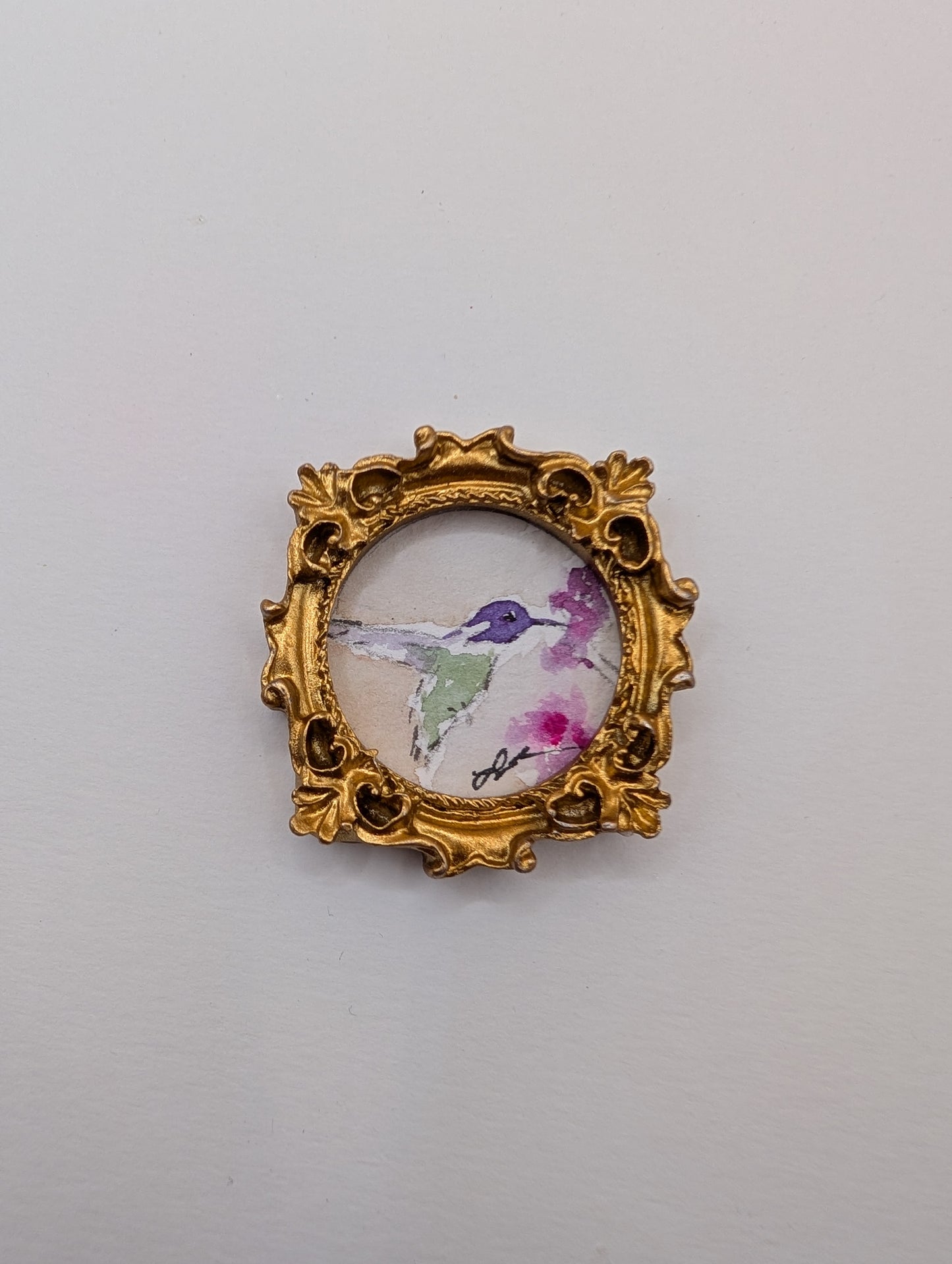 Mini Hummingbird Painting - Original Watercolor Art by Lora Cavallin