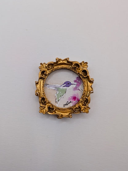 Mini Hummingbird Painting - Original Watercolor Art by Lora Cavallin