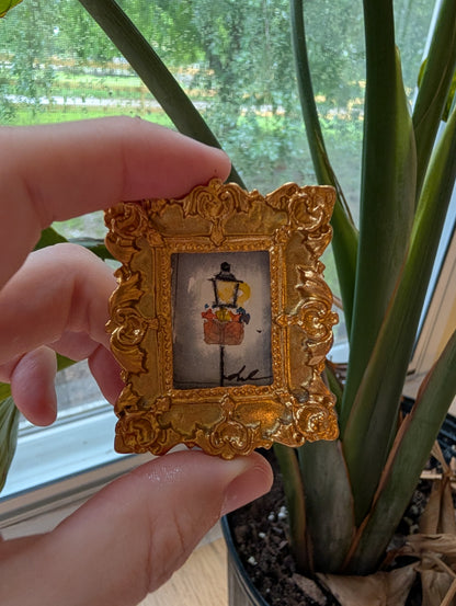Mini Lamppost Painting - Original Watercolor Art by Lora Cavallin