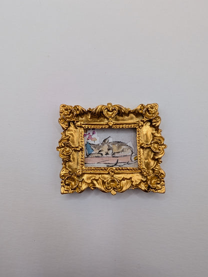 Mini Sleeping Cat Painting - Original Watercolor Art by Lora Cavallin