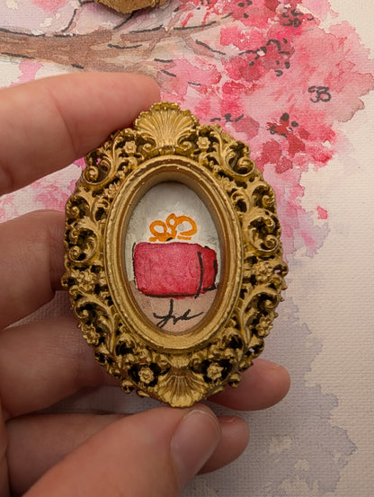 Mini Candy Cane Painting - Original Watercolor Art by Lora Cavallin