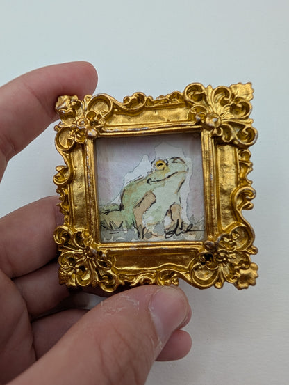 Mini Frog Painting - Original Watercolor Art by Lora Cavallin
