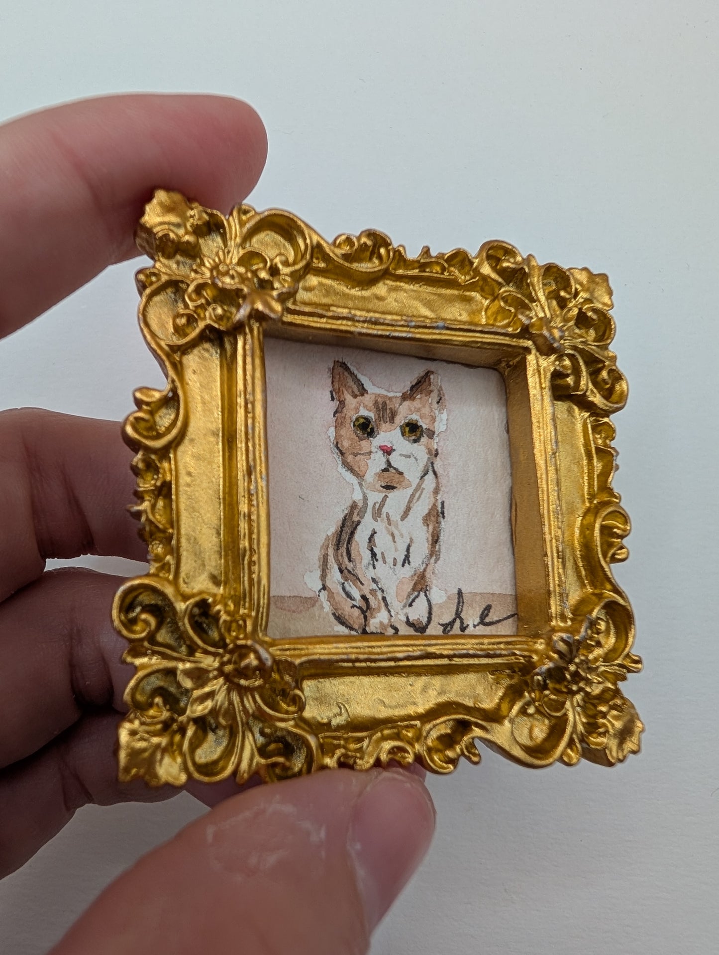 Mini Cat Painting - Original Watercolor Art by Lora Cavallin