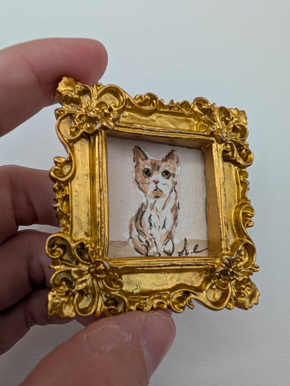 Mini Cat Painting - Original Watercolor Art by Lora Cavallin