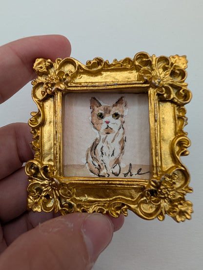 Mini Cat Painting - Original Watercolor Art by Lora Cavallin