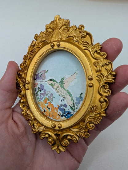 Mini Hummingbird Painting - Original Watercolor Art by Lora Cavallin