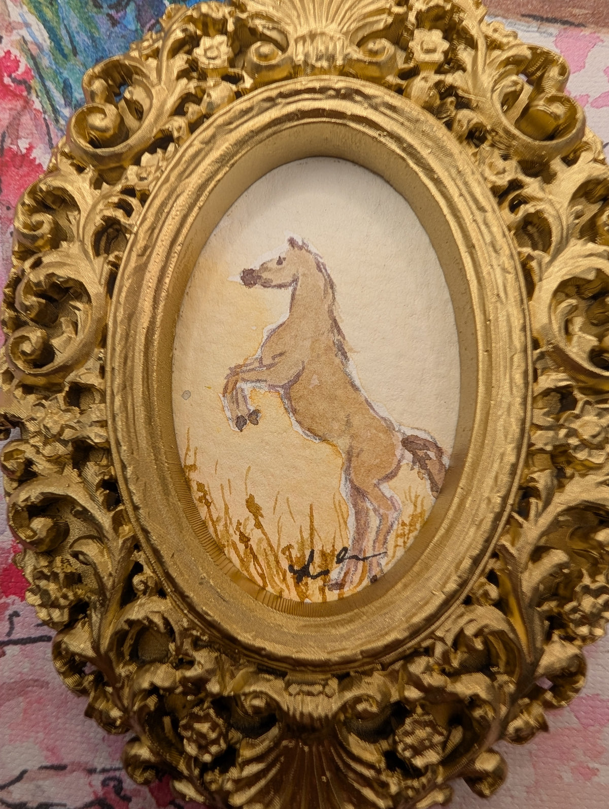 Mini Horse Painting - Original Watercolor Art by Lora Cavallin