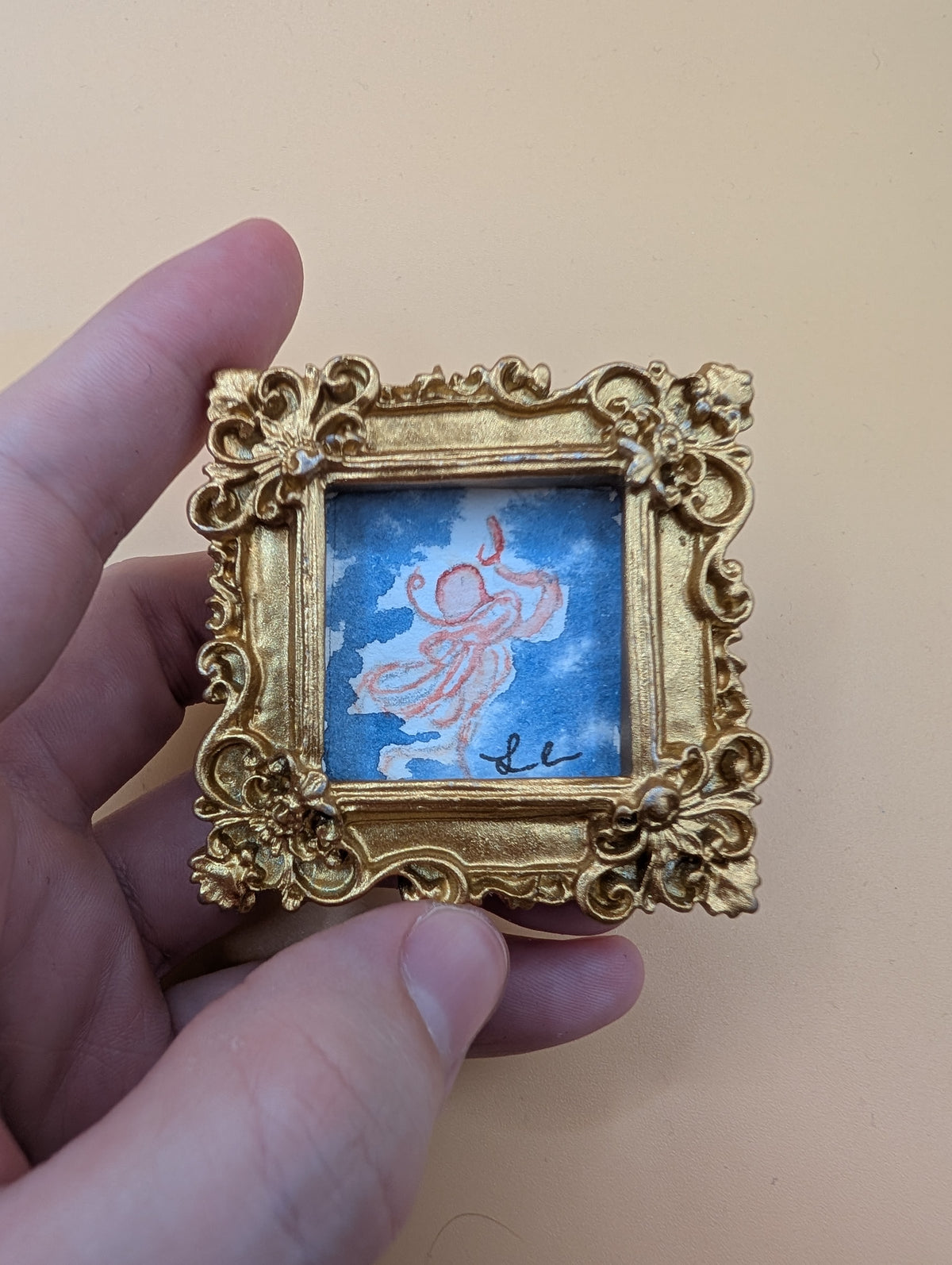 Mini Octopus Painting - Original Watercolor Art by Lora Cavallin