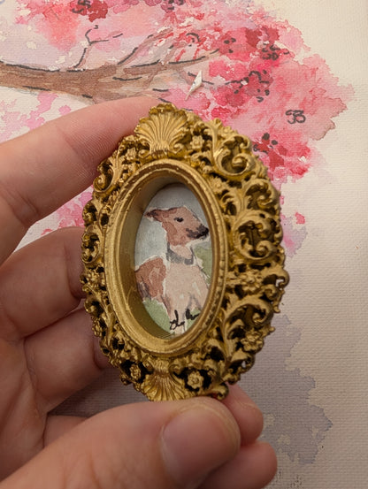 Mini Whippet Painting - Original Watercolor Art by Lora Cavallin
