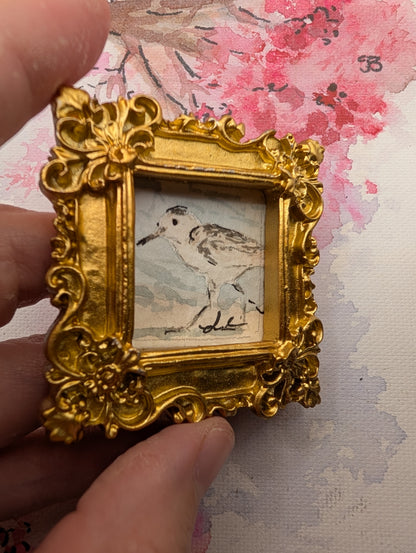 Mini Sandpiper Painting - Original Watercolor Art by Lora Cavallin