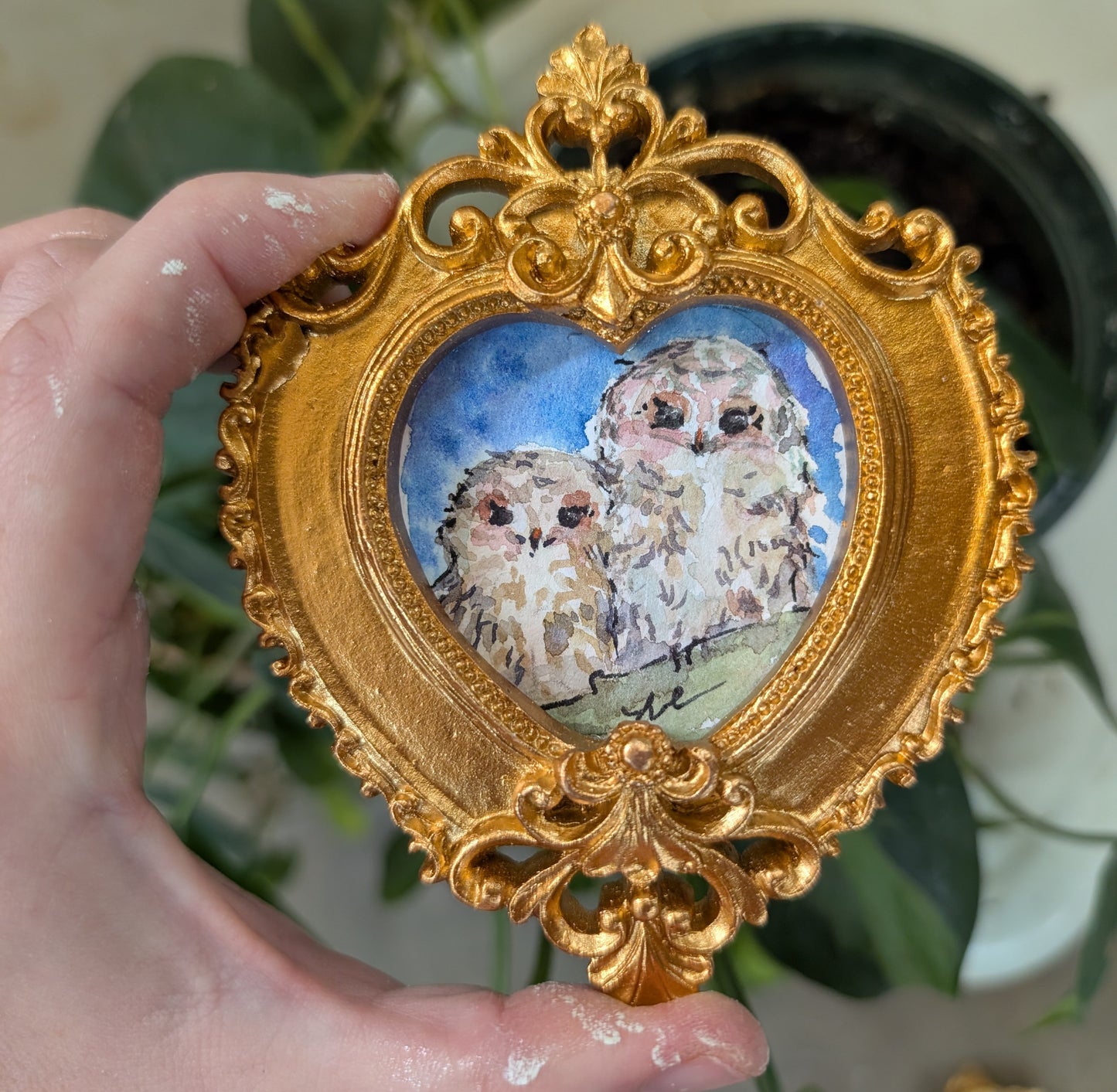 Mini Owl Painting - Original Watercolor Art by Lora Cavallin
