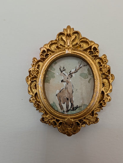 Mini Deer Painting - Original Watercolor Art by Lora Cavallin