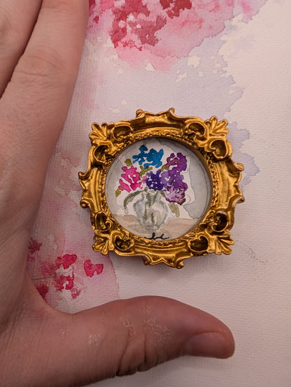 Mini Vase of Flowers Painting - Original Watercolor Art by Lora Cavallin