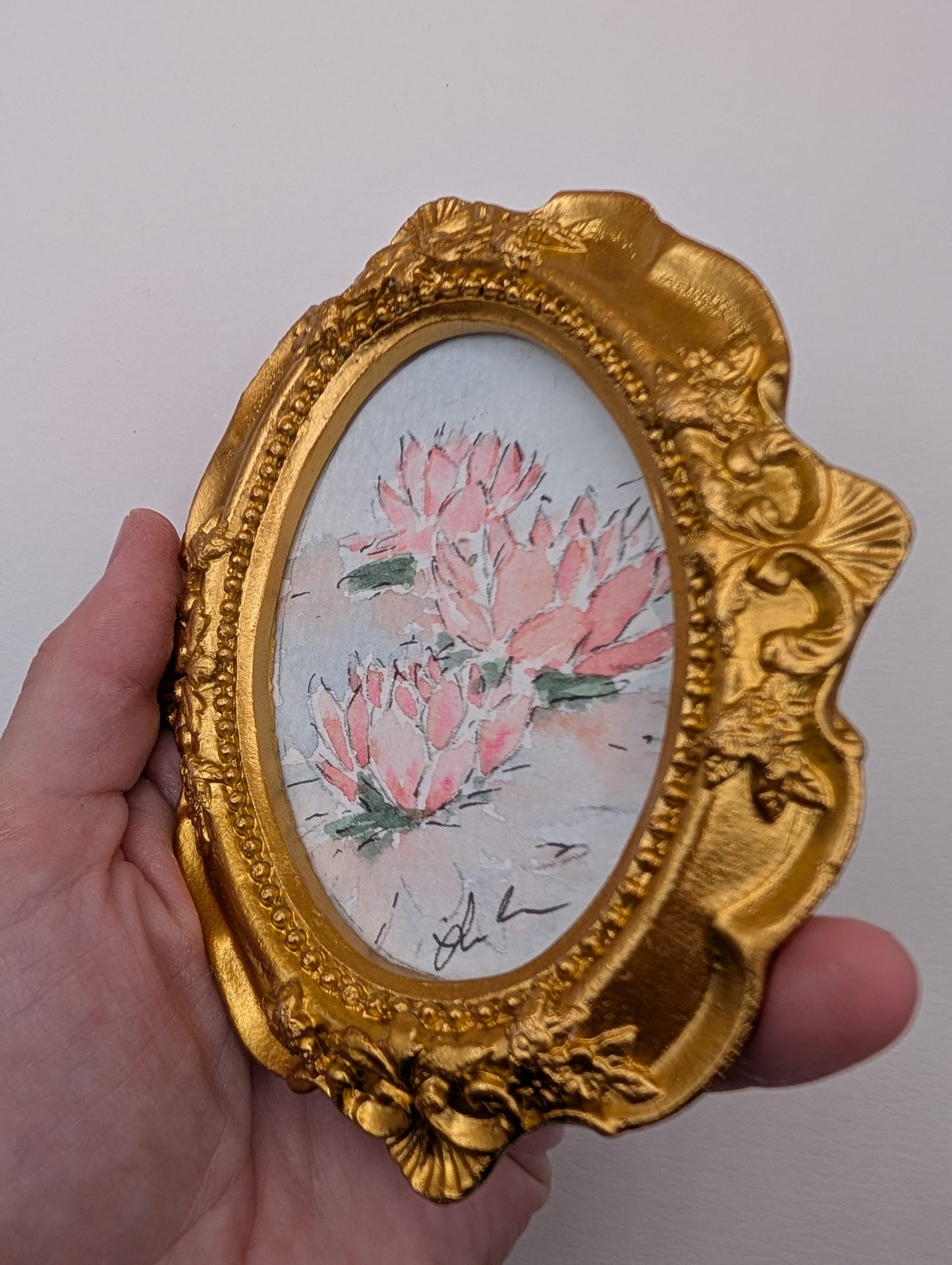 Mini Water Lily Painting - Original Watercolor Art by Lora Cavallin