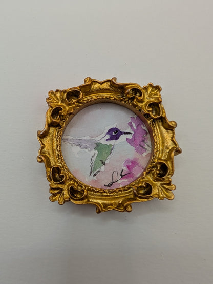 Mini Hummingbird Painting - Original Watercolor Art by Lora Cavallin