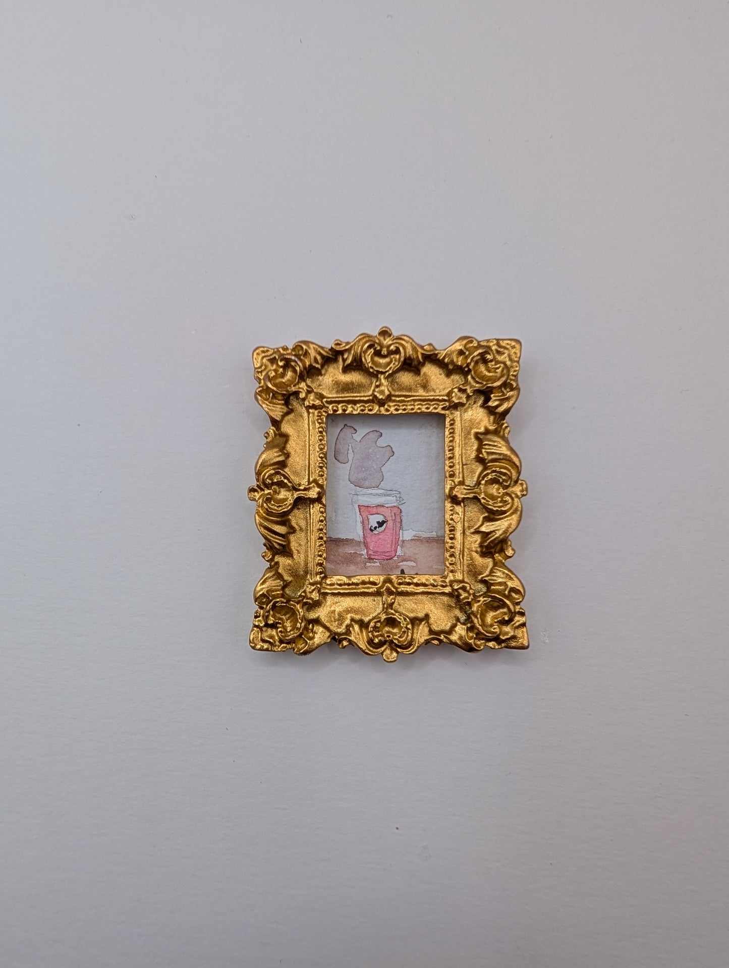 Mini Coffee Cup Painting - Original Watercolor Art by Lora Cavallin