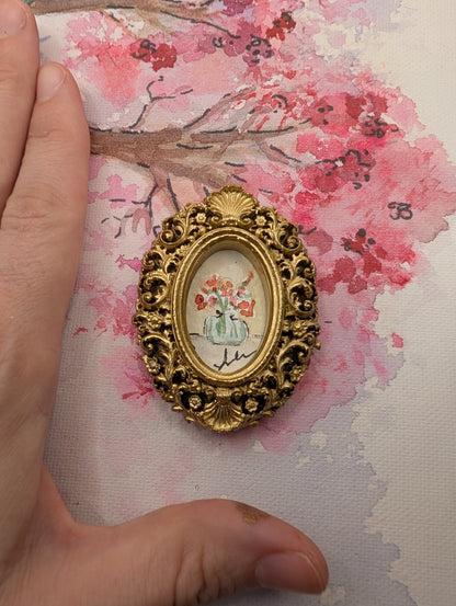 Mini Vase of Flowers Painting - Original Watercolor Art by Lora Cavallin