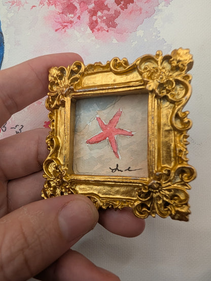 Mini Starfish Painting - Original Watercolor Art by Lora Cavallin