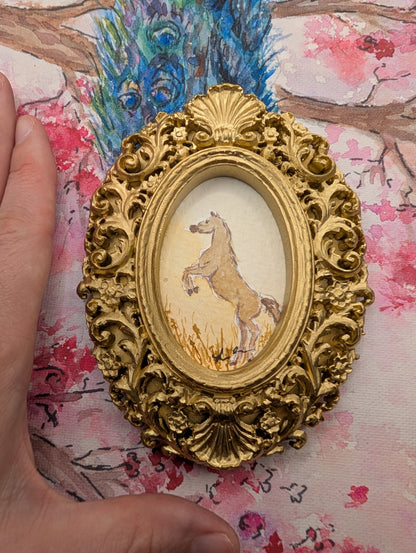 Mini Horse Painting - Original Watercolor Art by Lora Cavallin