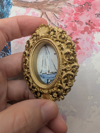 Mini Sailboat Painting - Original Watercolor Art by Lora Cavallin